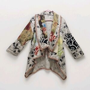 Womens Crunch sz S Patchwork Cardigan Kimono Esoteric Weekend wardrobe Arty Poet